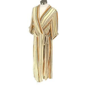 Wayward Fancies Womens Stripe Tie Waist Maxi‎ Wrap Dress Multicolor Size XL
